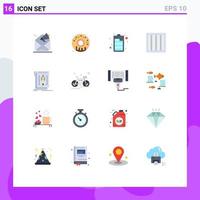 16 User Interface Flat Color Pack of modern Signs and Symbols of language edit battery code jail Editable Pack of Creative Vector Design Elements