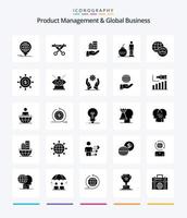 Creative Product Managment And Global Business 25 Glyph Solid Black icon pack  Such As business. problem. architecture. modern. business vector