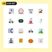 16 User Interface Flat Color Pack of modern Signs and Symbols of eco space ui moon online job Editable Pack of Creative Vector Design Elements