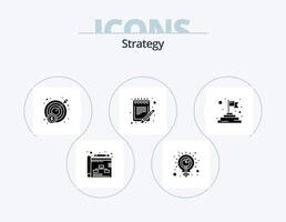 Strategy Glyph Icon Pack 5 Icon Design. success. finish. profit. sheet. paper vector