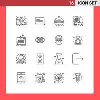 Modern Set of 16 Outlines and symbols such as theft login space internet search Editable Vector Design Elements