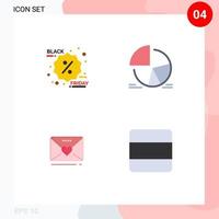 Modern Set of 4 Flat Icons Pictograph of black friday sms promotion statistics weddind Editable Vector Design Elements