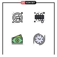 Group of 4 Filledline Flat Colors Signs and Symbols for co money disable keyboard usa Editable Vector Design Elements