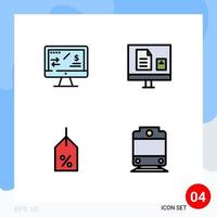 4 iconos creativos, signos y símbolos modernos de la etiqueta de regulación fiscal, la computadora aprende de elementos de diseño vectorial editables vector