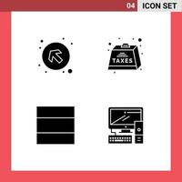 Universal Icon Symbols Group of 4 Modern Solid Glyphs of arrow grid left up heavy computer Editable Vector Design Elements