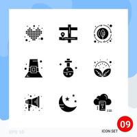 Group of 9 Modern Solid Glyphs Set for lab thanksgiving energy thanksgiving hat fashion Editable Vector Design Elements