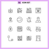 16 Thematic Vector Outlines and Editable Symbols of support page doodle error develop Editable Vector Design Elements