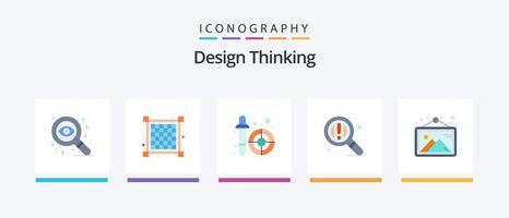 Design Thinking Flat 5 Icon Pack que incluye . foto. recogedor. imagen. zoom. diseño de iconos creativos vector