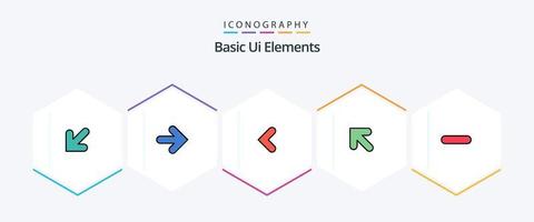 Basic Ui Elements 25 FilledLine icon pack including minus. delete. arrow. left. arrow vector