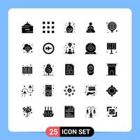 Set of 25 Modern UI Icons Symbols Signs for bulb training number meditation zombie Editable Vector Design Elements