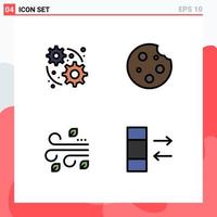 Set of 4 Modern UI Icons Symbols Signs for development leaves breakfast drink wind Editable Vector Design Elements