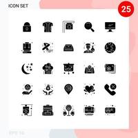 Pack of 25 creative Solid Glyphs of device computer fabric dote magnifier Editable Vector Design Elements