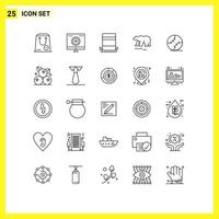 símbolos de iconos universales grupo de 25 líneas modernas de canadá oso medicina animal superior elementos de diseño vectorial editables vector