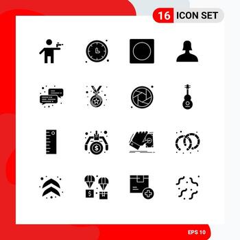 16 Solid Glyph concept for Websites Mobile and Apps business support timer avatar layout Editable Vector Design Elements