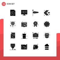 Pack of 16 creative Solid Glyphs of investment crane parachute construction fast forward Editable Vector Design Elements