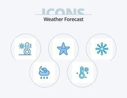 paquete de iconos azul del tiempo 5 diseño de iconos. . copo de nieve. sol. nieve. estrella vector