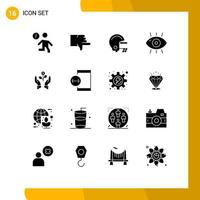 User Interface Pack of 16 Basic Solid Glyphs of growth form vote fitness disease Editable Vector Design Elements