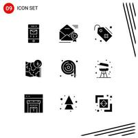 9 Universal Solid Glyph Signs Symbols of location gps newsletter google sign Editable Vector Design Elements