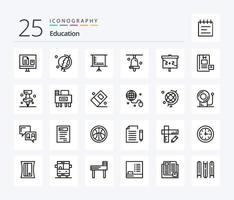 Education 25 Line icon pack including blackboard. school. education. vector