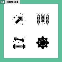 Modern Set of 4 Solid Glyphs and symbols such as arrow athletics agriculture gluten lifting Editable Vector Design Elements