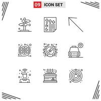 Group of 9 Modern Outlines Set for badge scrum page arrows up Editable Vector Design Elements