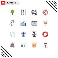 16 User Interface Flat Color Pack of modern Signs and Symbols of scale arrow graph analysis focus strategy Editable Pack of Creative Vector Design Elements