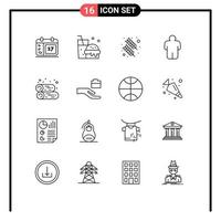 16 User Interface Outline Pack of modern Signs and Symbols of firewood countryside calligraphy cabin person Editable Vector Design Elements