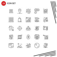 Set of 25 Commercial Lines pack for product deployment arrows business lock Editable Vector Design Elements