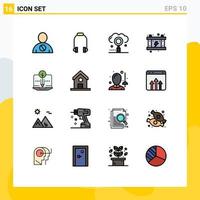 Set of 16 Modern UI Icons Symbols Signs for battery energy music electricity optimization Editable Creative Vector Design Elements