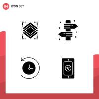 4 User Interface Solid Glyph Pack of modern Signs and Symbols of layers backup server signboard time machine Editable Vector Design Elements