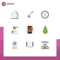 Modern Set of 9 Flat Colors Pictograph of idea solution construction previous interface Editable Vector Design Elements