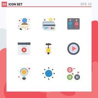 Set of 9 Vector Flat Colors on Grid for crash wrong payment seo hotel Editable Vector Design Elements