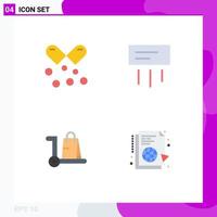 Set of 4 Commercial Flat Icons pack for oil bag omega capsules conditioner market Editable Vector Design Elements