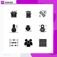 Set of 9 Vector Solid Glyphs on Grid for eight heart genetics love tools Editable Vector Design Elements