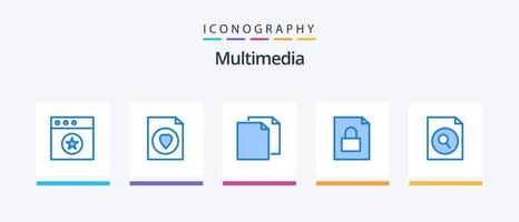 paquete de iconos multimedia blue 5 que incluye . buscar. duplicar. expediente. cerrar. diseño de iconos creativos vector