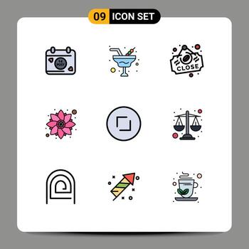 9 Thematic Vector Filledline Flat Colors and Editable Symbols of enlarge arrows board party pattern Editable Vector Design Elements