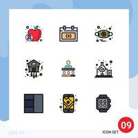9 iconos creativos, signos y símbolos modernos de tiempo, fecha, reloj, máscara, elementos de diseño vectorial editables vector