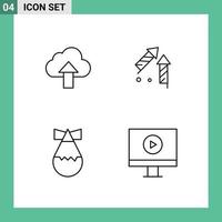 Set of 4 Modern UI Icons Symbols Signs for arrow military cloud chinese display Editable Vector Design Elements