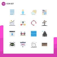 16 Universal Flat Color Signs Symbols of report document brainstorming data inspiration Editable Pack of Creative Vector Design Elements