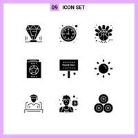 Universal Icon Symbols Group of 9 Modern Solid Glyphs of greeting knowledge corn halloween book Editable Vector Design Elements