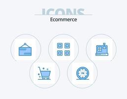 Ecommerce Blue Icon Pack 5 Icon Design. cashbox. page. night. layout. sign vector