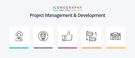 Project Management And Development Line 5 Icon Pack Including mail. chat. spreadsheet. report. graph. Creative Icons Design vector