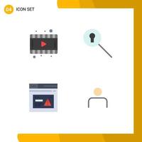 4 Thematic Vector Flat Icons and Editable Symbols of film website keyhole internet instagram Editable Vector Design Elements