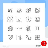 16 Universal Outlines Set for Web and Mobile Applications business files diamond documents digital Editable Vector Design Elements