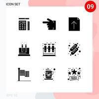 Pictogram Set of 9 Simple Solid Glyphs of science lab document science test Editable Vector Design Elements