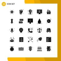 Set of 25 Commercial Solid Glyphs pack for method space bulb science atom Editable Vector Design Elements