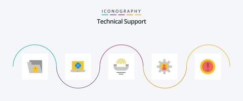 Technical Support Flat 5 Icon Pack Including about. service. device. employee. telephone vector
