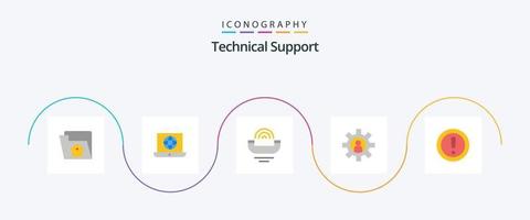 paquete de iconos planos de soporte técnico 5 que incluye aproximadamente. Servicio. dispositivo. empleado. teléfono vector