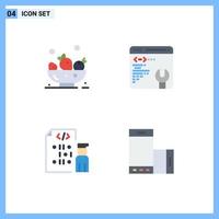 Set of 4 Modern UI Icons Symbols Signs for berries programmer development coding device Editable Vector Design Elements