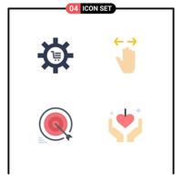 Flat Icon Pack of 4 Universal Symbols of cart right commerce hand darts Editable Vector Design Elements